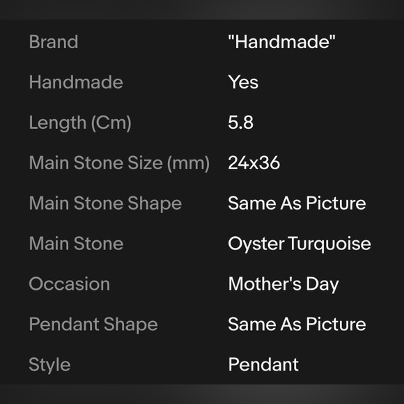 OYSTER TURQUOISE PENDANT - Picture 2 of 3